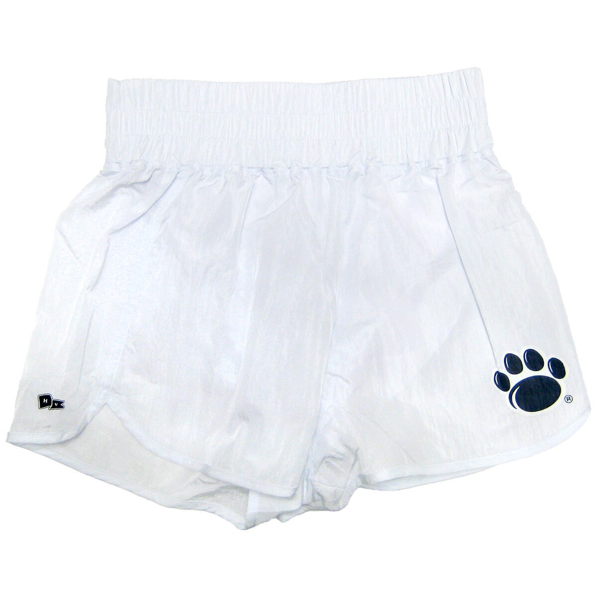 women's white high waisted shorts with Penn State paw print